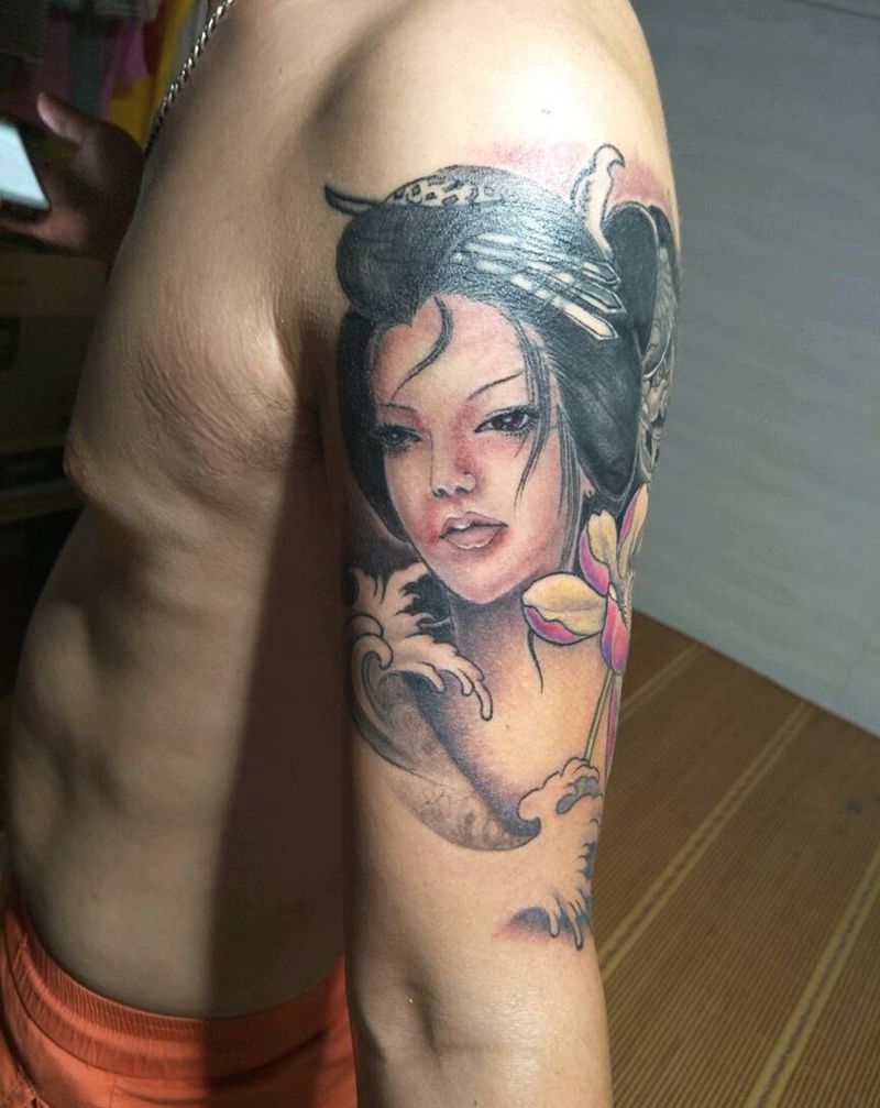 艺妓遮盖，完工~纹身图片