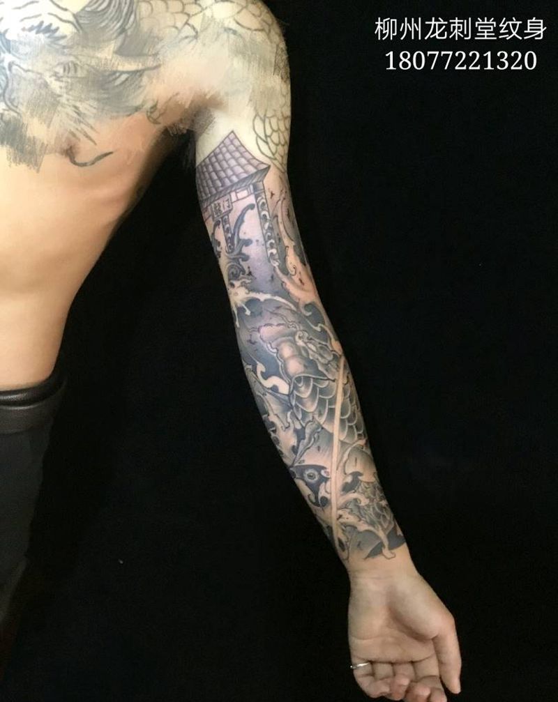 花臂纹身图片_手臂新传统纹身图案