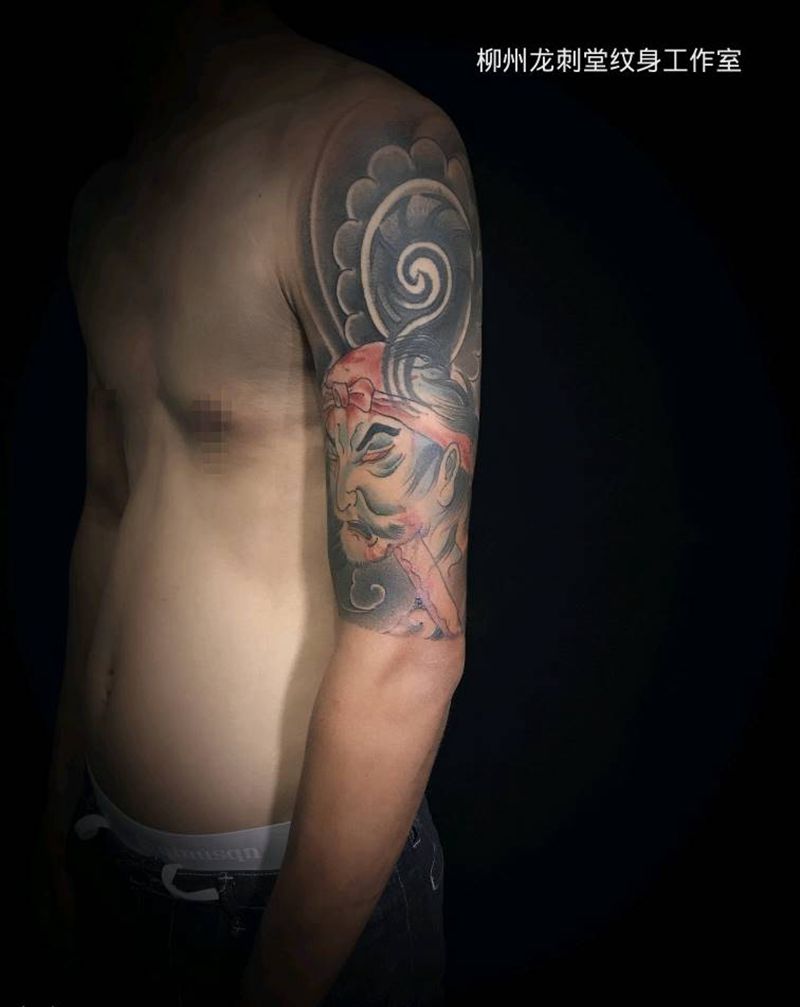 浮世绘题材纹身图片_手臂老传统人物纹身图案