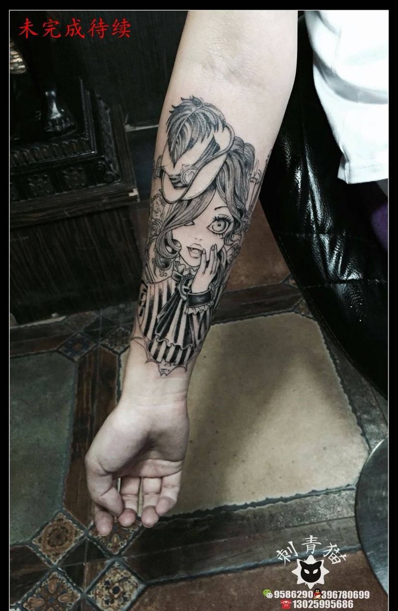 吸血女伯爵.未完成纹身图片_成品手臂手部欧美清新人物纹身图案