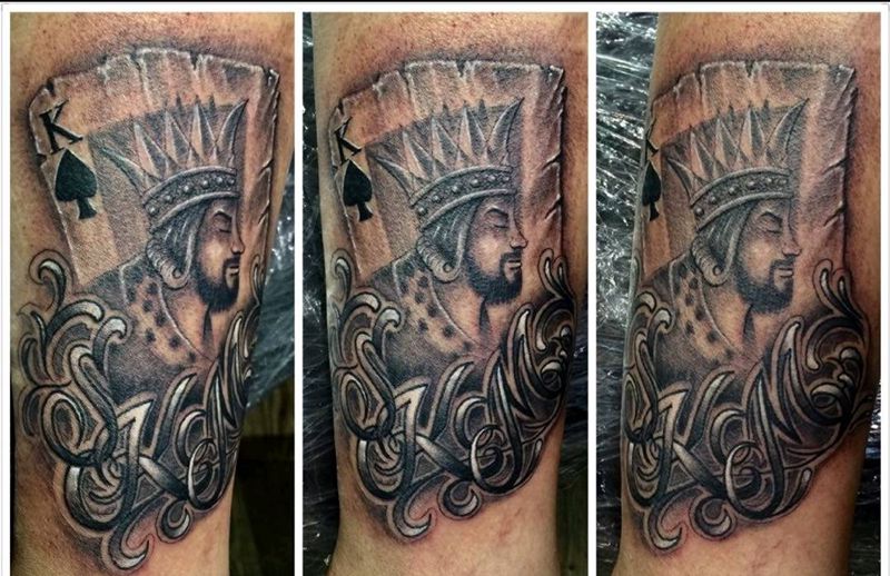 扑克牌纹身图片_腿部手臂纹身图案