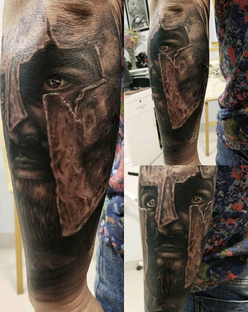 斯巴达纹身图片_手臂腿部纹身图案