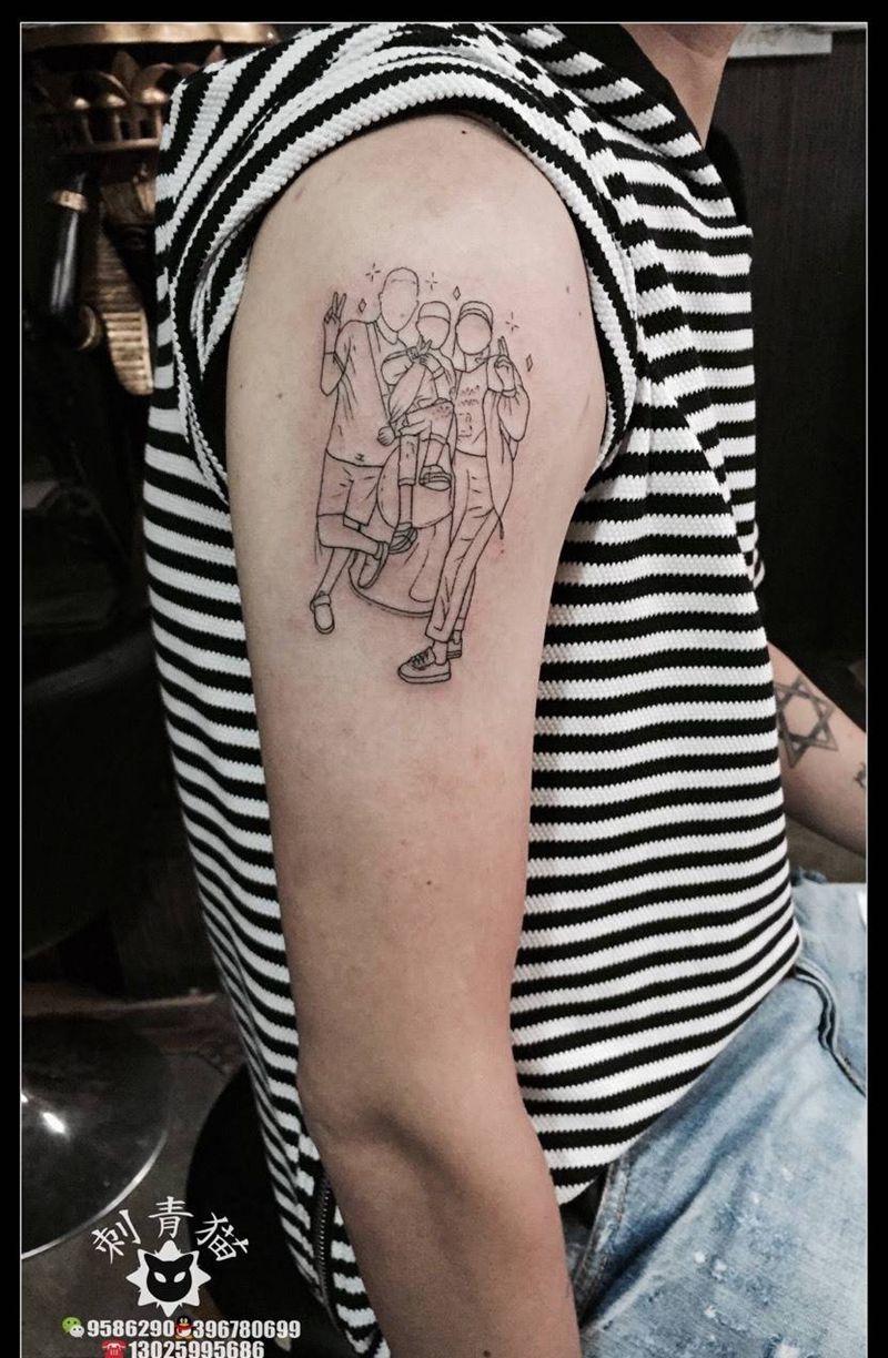 家人简笔纹身图片