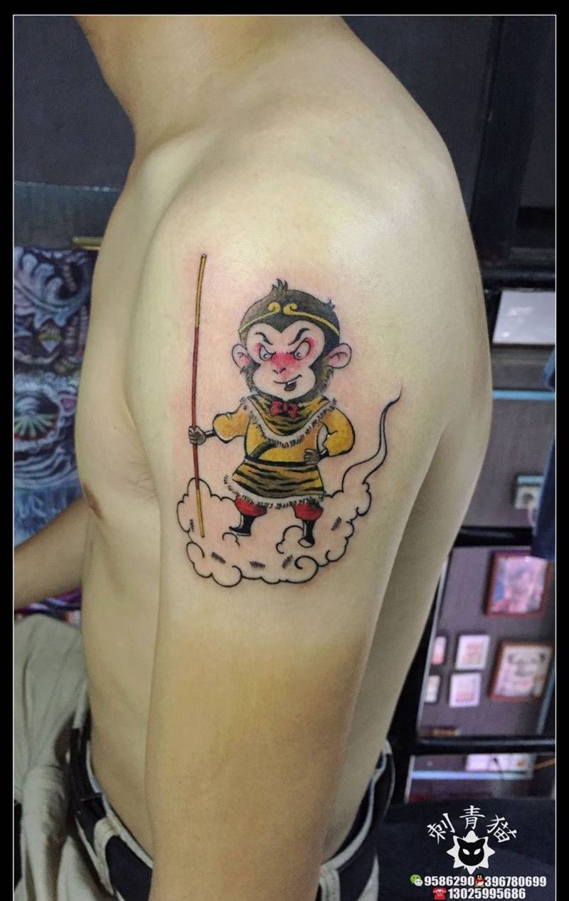 猴哥纹身图片_成品手臂手部传统人物纹身图案