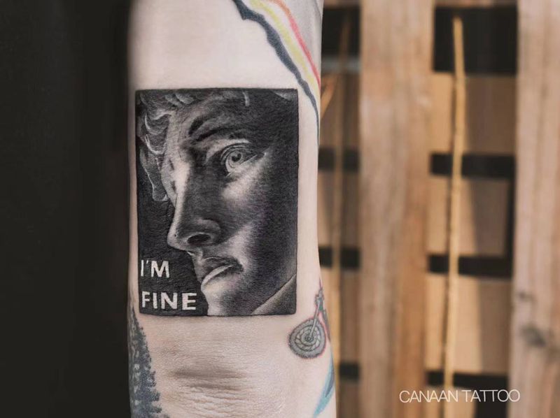 大卫纹身图片_欧美写实纹身图案