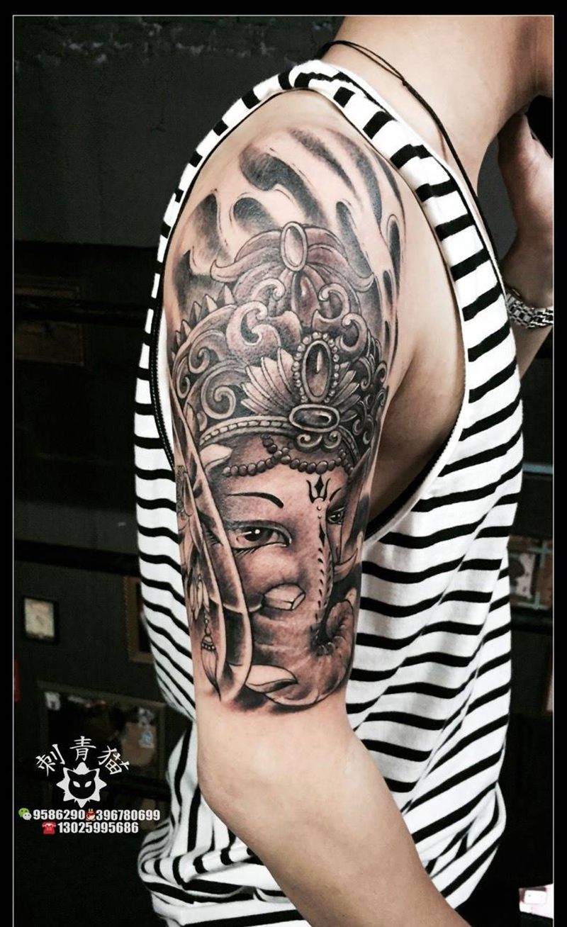 象神纹身图片_成品手臂手部传统习俗动物纹身图案