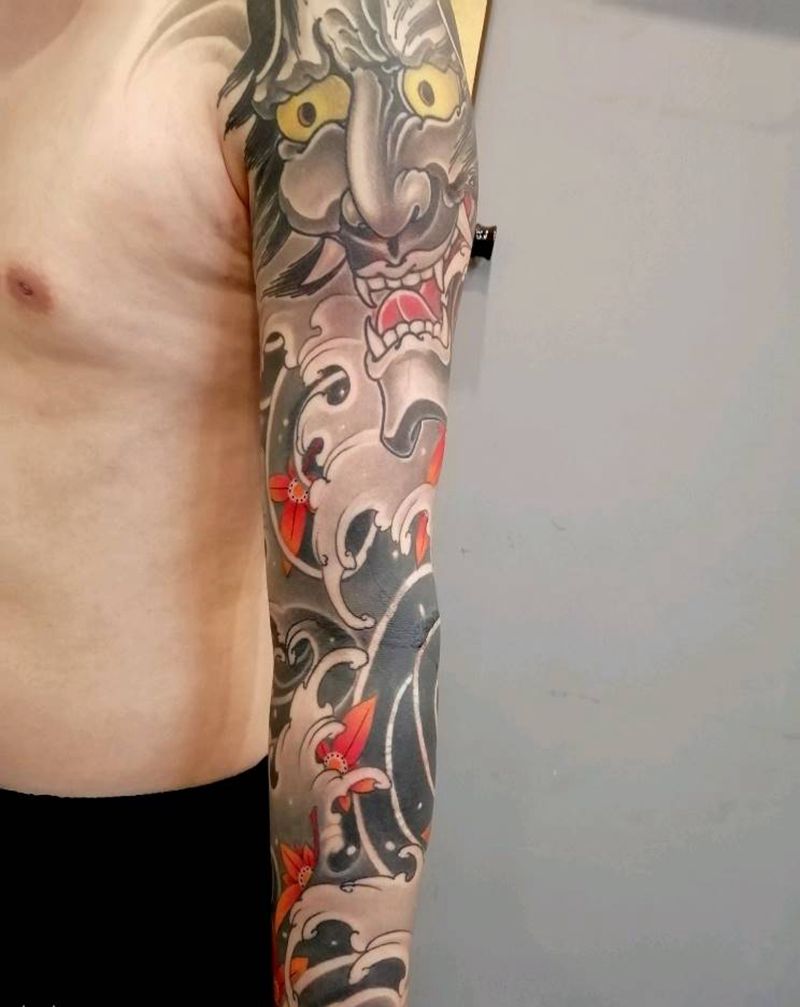 花臂纹身图片_手臂手部新传统老传统纹身图案