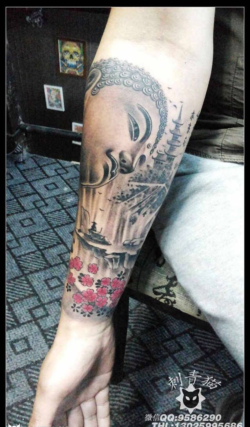 如来包小臂纹身纹身图片_成品手臂手部传统宗教纹身图案