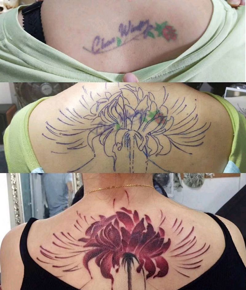 彼岸花纹身图片_背部肩部纹身图案