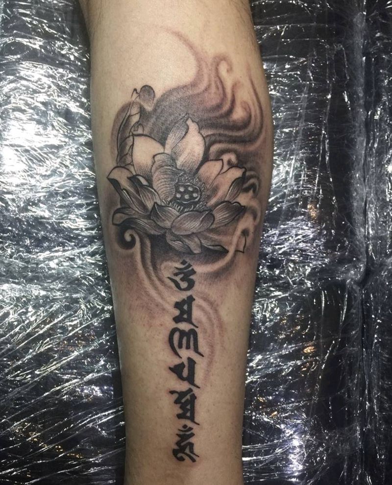 佛系纹身纹身图片_腿部脚部纹身图案