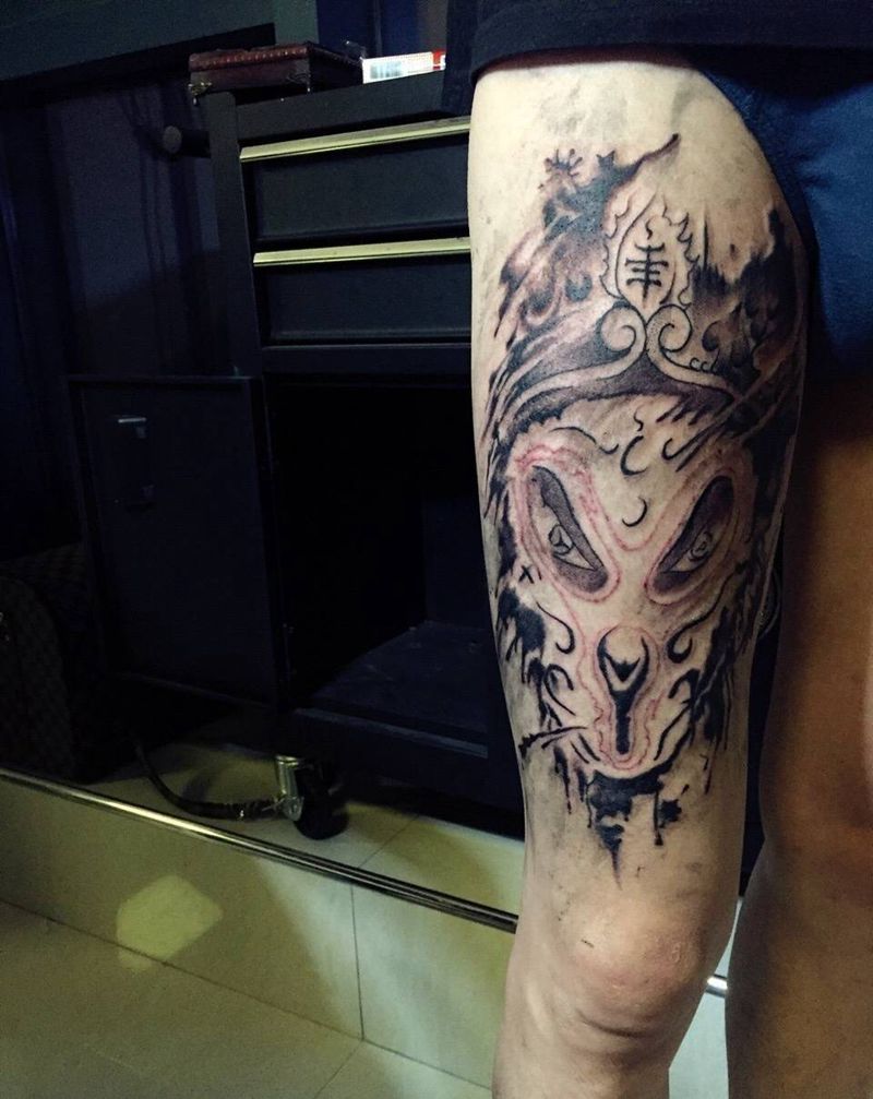 水彩大圣脸谱纹身图片