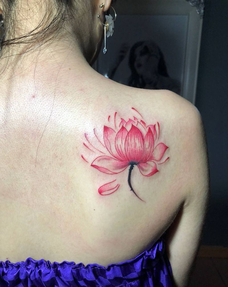 小荷花纹身图片