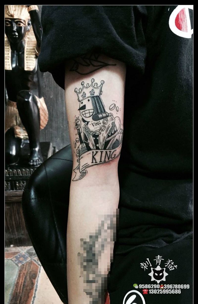 国王纹身图片_成品手臂手部欧美清新人物纹身图案