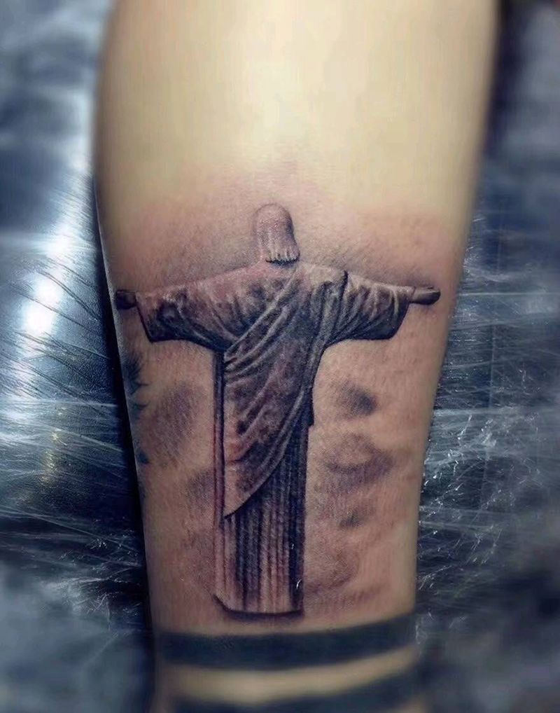 阿门纹身图片_腿部纹身图案