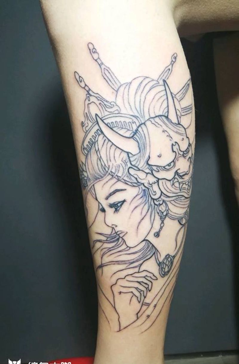 艺妓纹身图片_脚部艺妓纹身图案