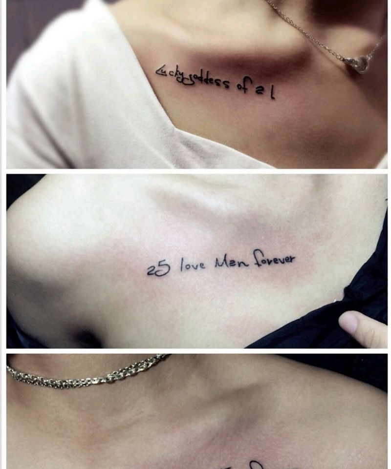 小字母纹身图片_肩部胸部纹身图案