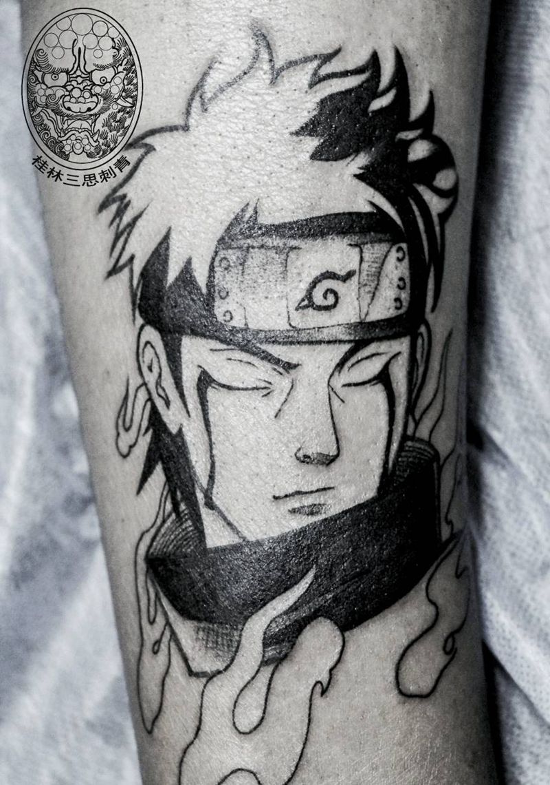 卡通纹身图片_腿部点刺几何纹身图案