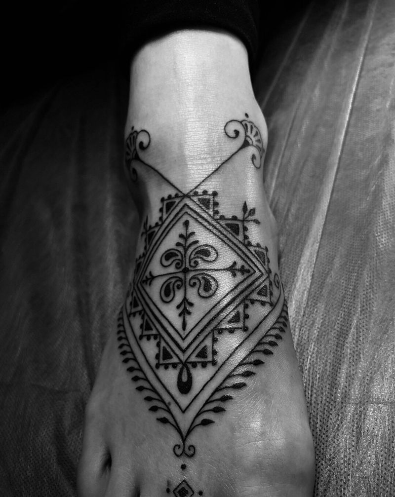 脚背刺青纹身图片