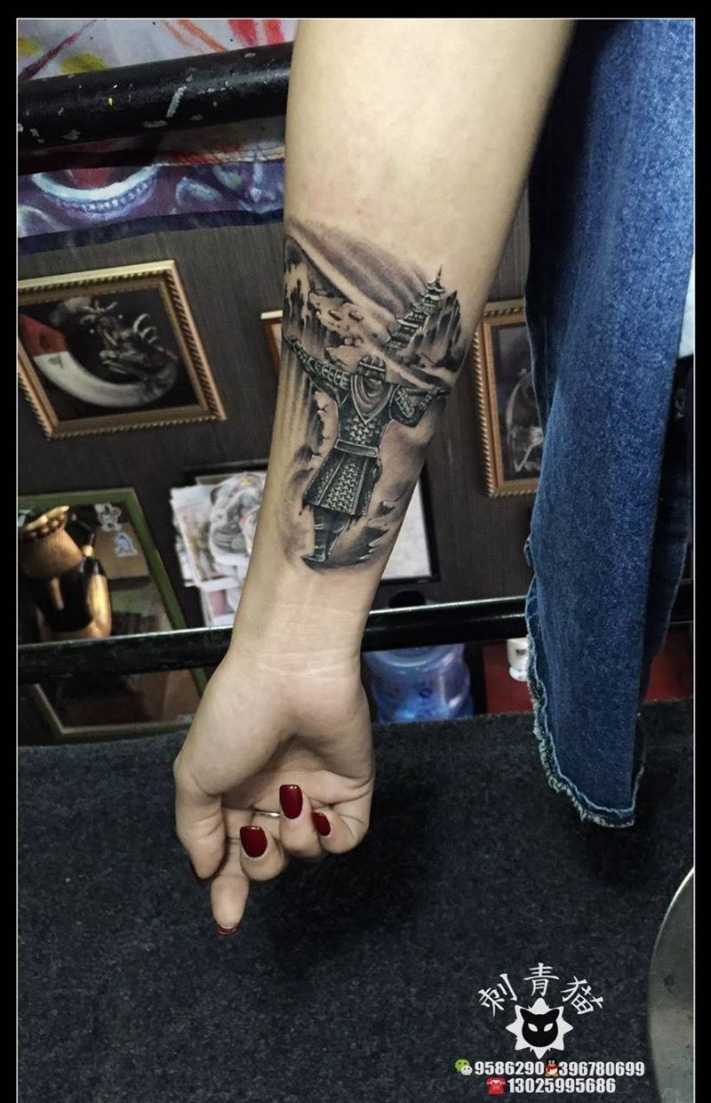 至尊宝纹身图片_成品手臂手部传统清新人物大话西游纹身图案