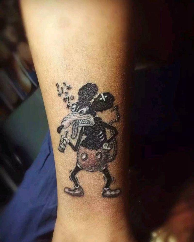 喝死拉倒纹身图片_腿部手臂纹身图案