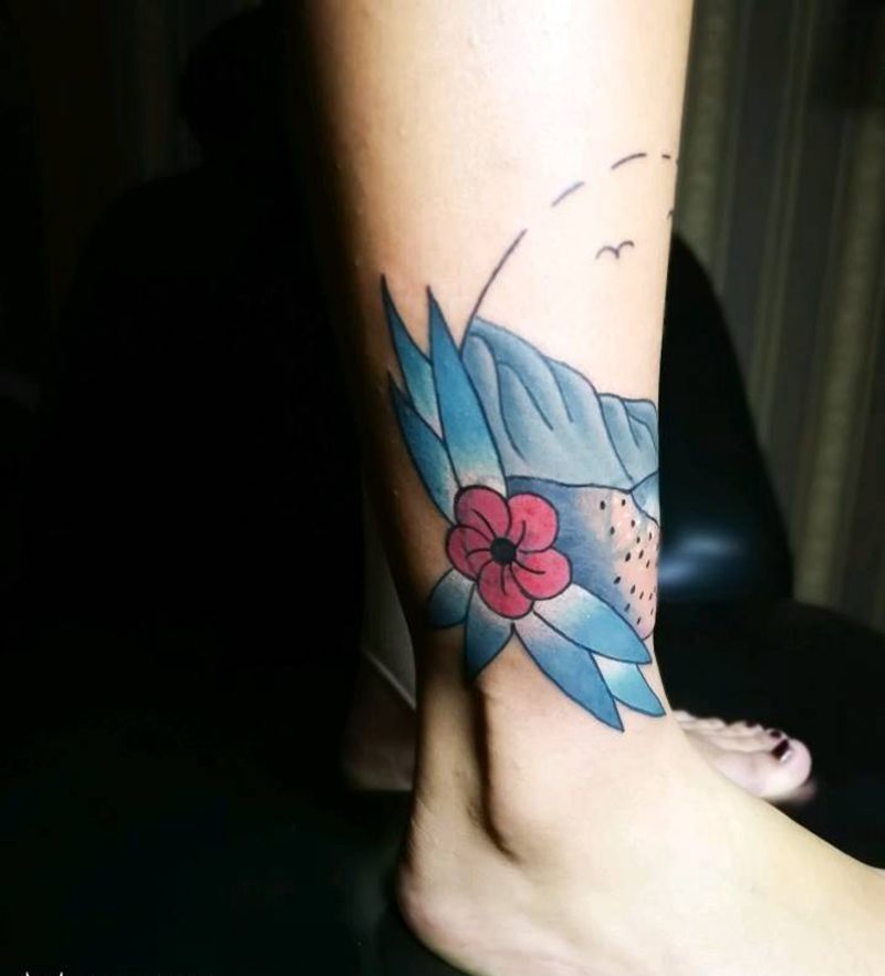 旧纹身覆盖纹身图片_腿部Old School纹身图案