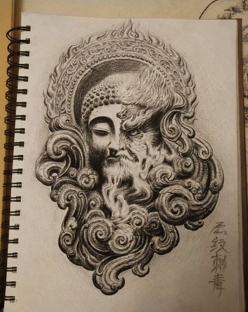 一念间纹身图片_手臂腿部纹身图案