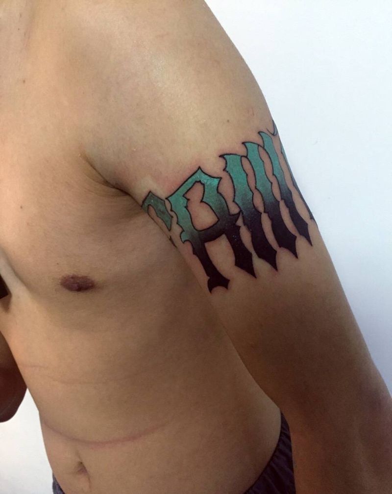 花体字作品纹身图片_成品手臂纹身图案