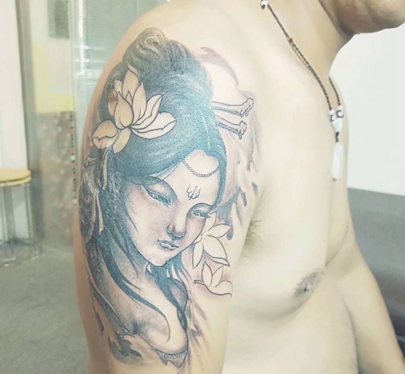 艺妓遮盖，纹身图片