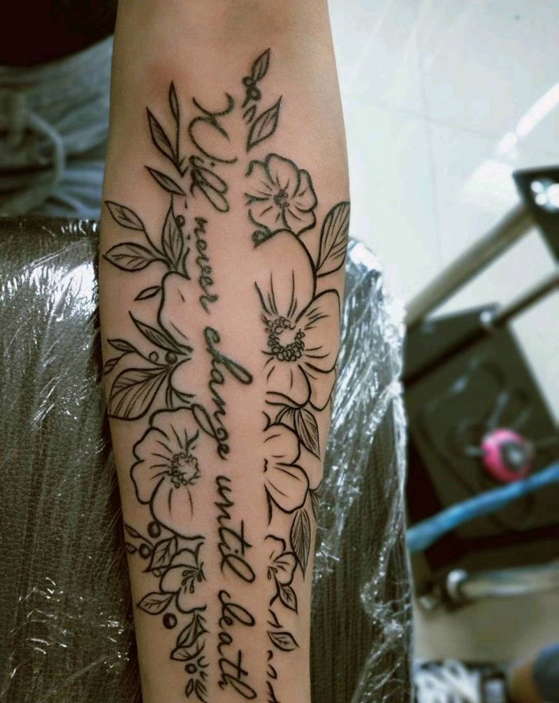 素花纹身图片_手臂素花纹身图案