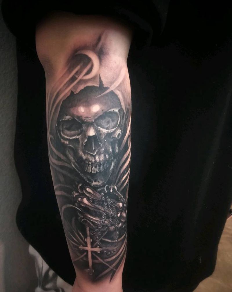 死神纹身图片_手臂欧美写实纹身图案