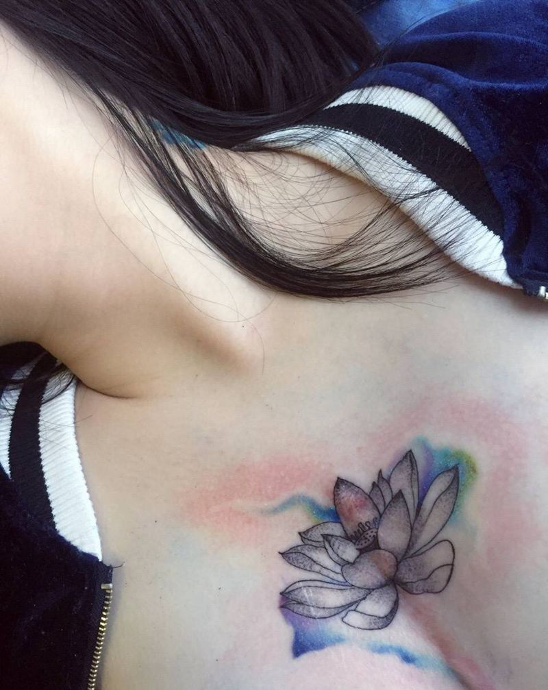 水彩疤痕遮盖纹身图片