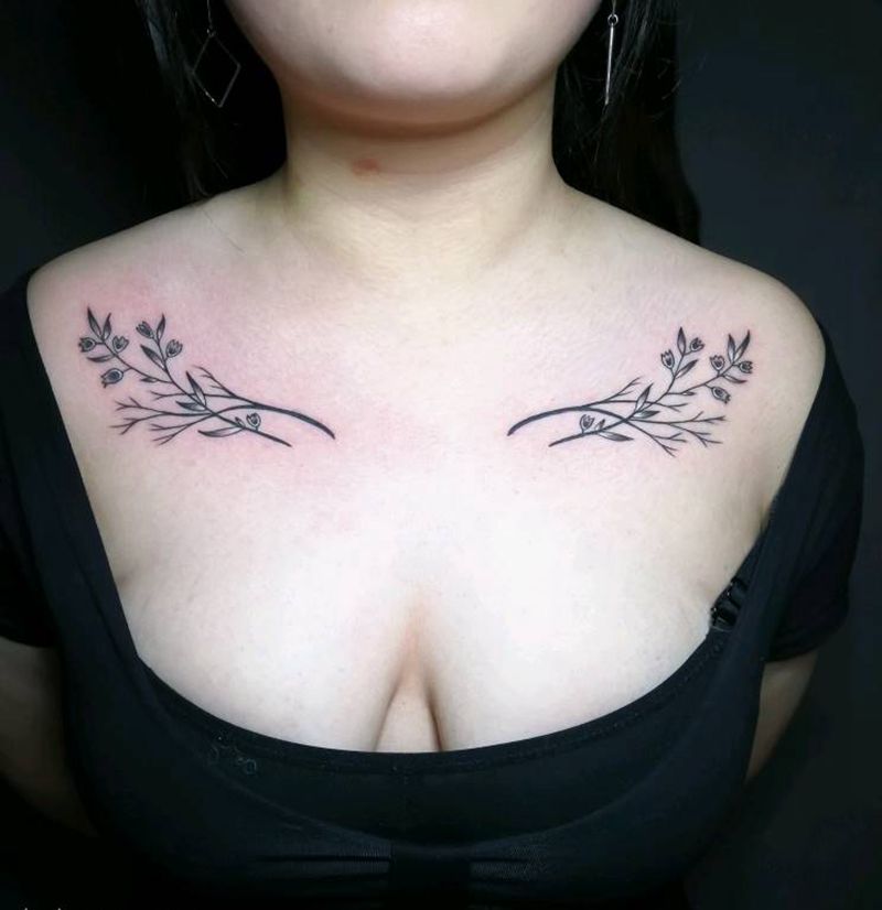 小清新纹身图片_胸部纹身图案