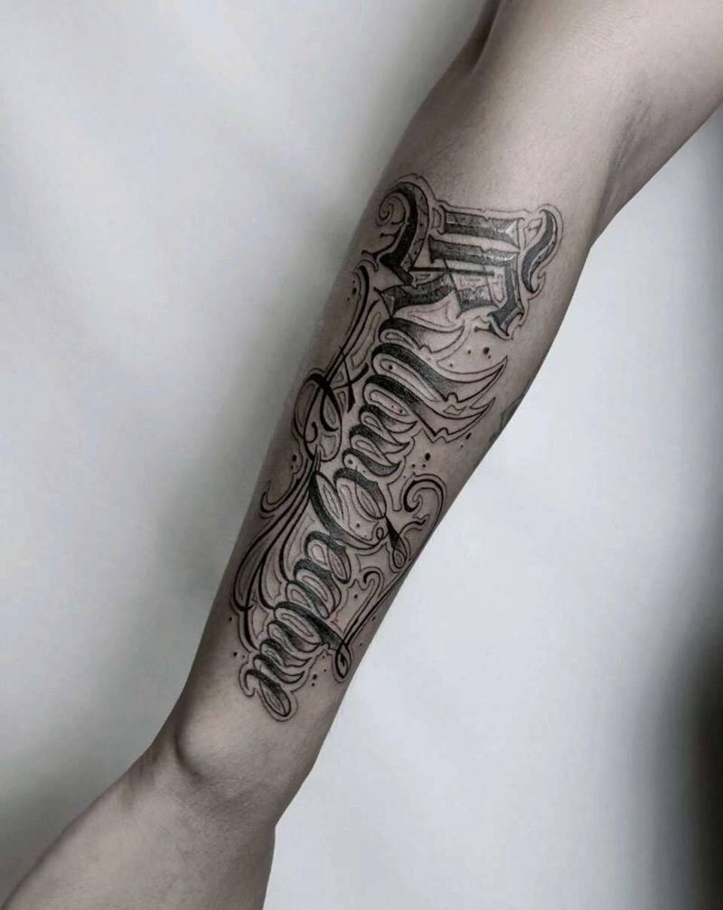 花体字纹身图片