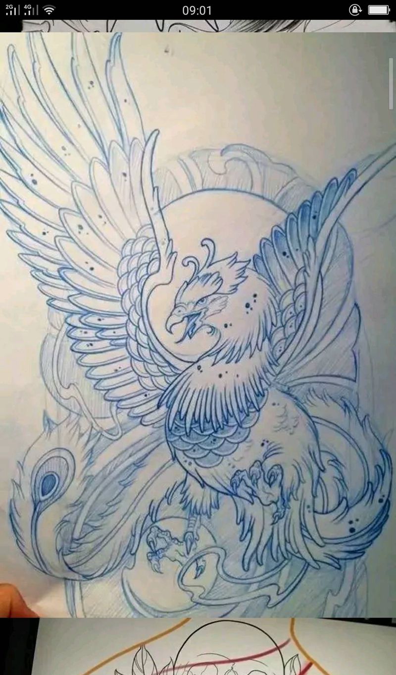 本人手绘手稿纹身图片_胸部背部臀部纹身图案