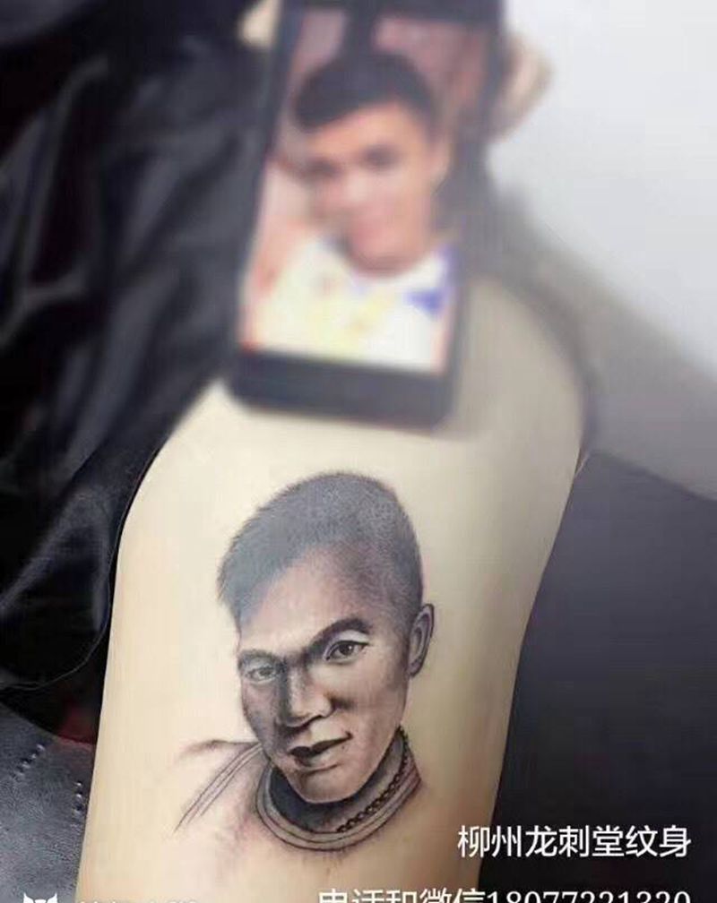 肖像纹身图片_成品腿部肖像人物纹身图案
