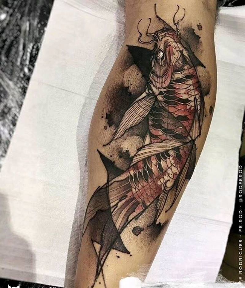 鲤鱼泼墨纹身图片
