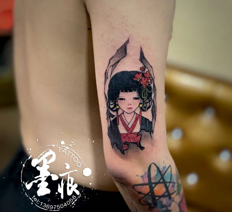 《小女孩》纹身图片_手部纹身图案