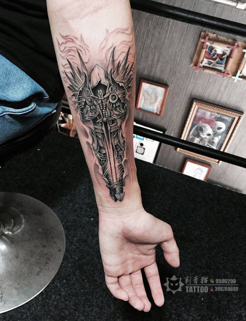 天使纹身图片_成品手臂手部欧美清新人物天使纹身图案