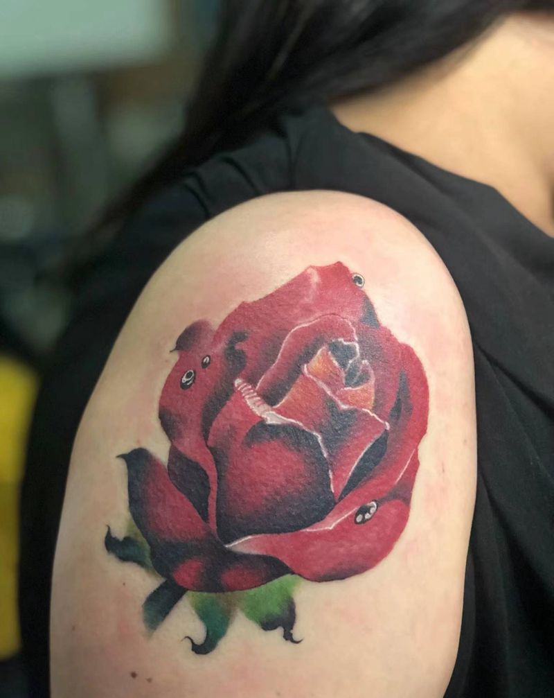 玫瑰纹身图片_手臂纹身图案