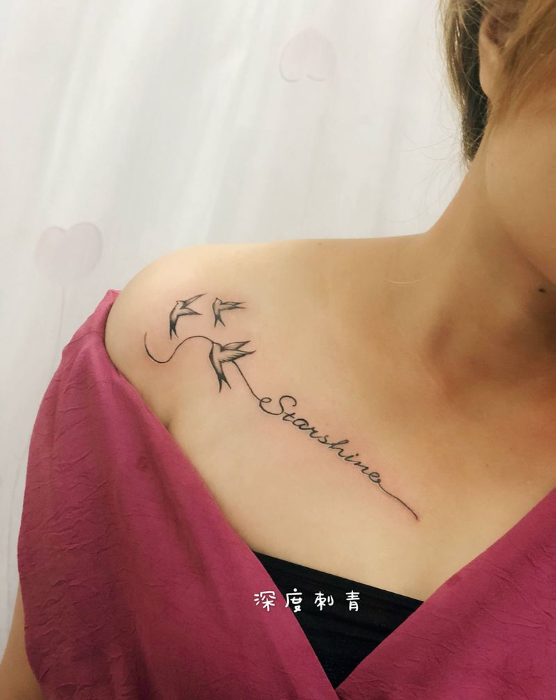 小清新纹身图片_胸部手部纹身图案