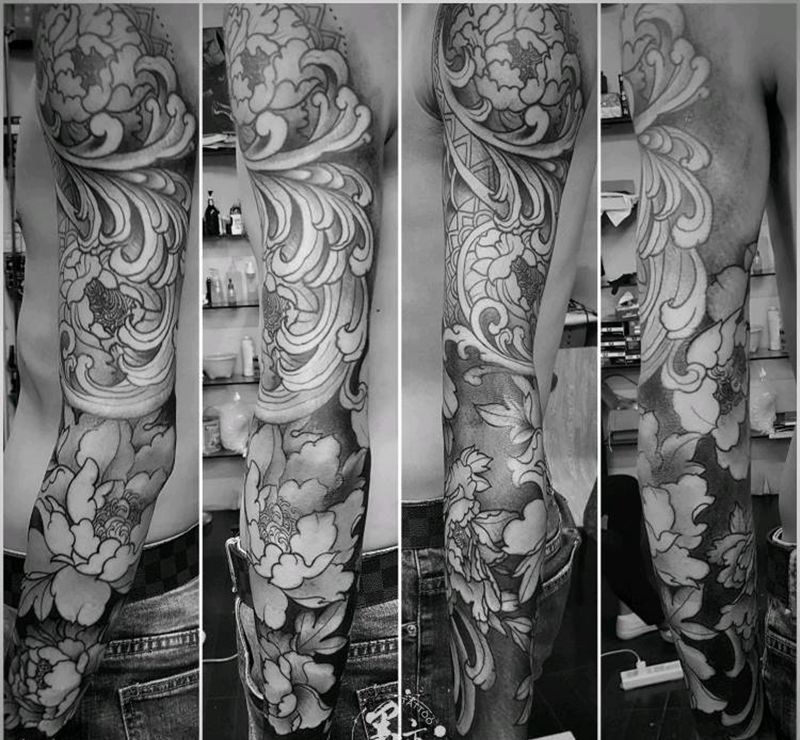 花臂纹身图片_手部欧美传统原创成品纹身图案