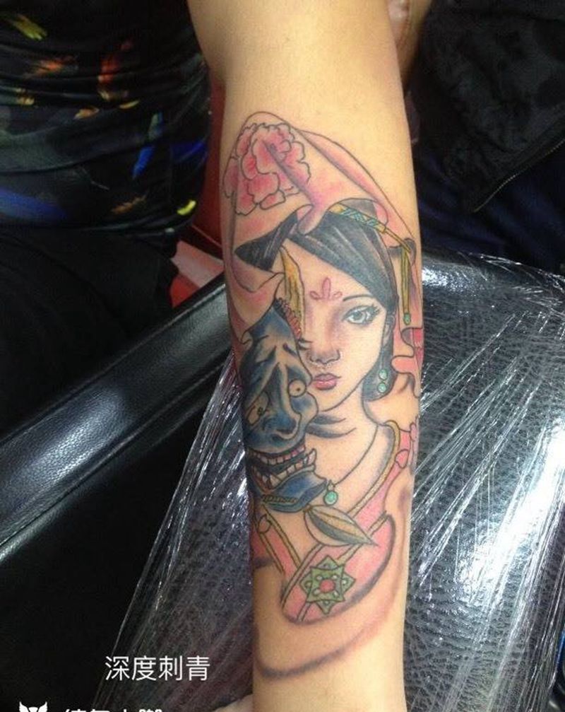 般若美人图纹身图片