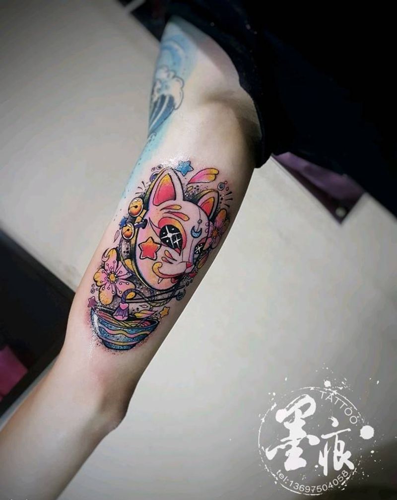 《狸面》纹身图片_手臂手部New School纹身图案