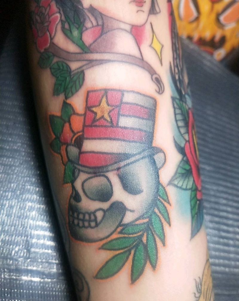 school骷颅头纹身图片_手臂手部Old School纹身图案