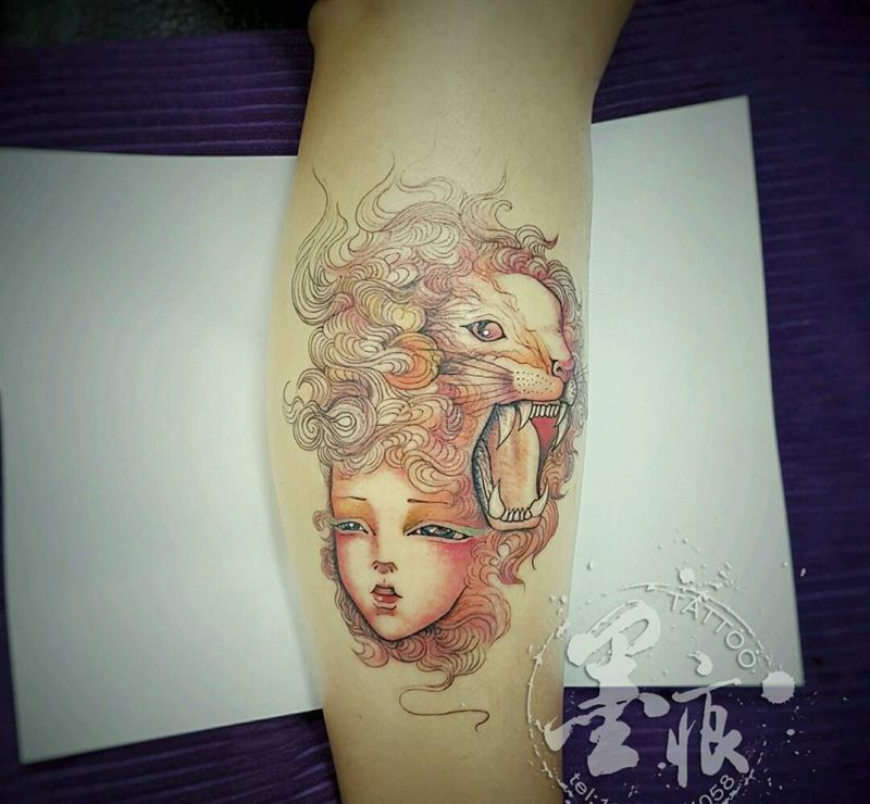 狮子座纹身图片