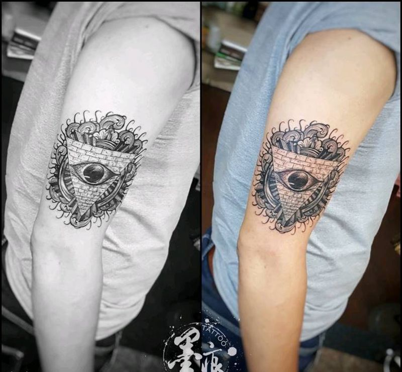 遮盖作品纹身图片_手臂手部欧美清新几何原创成品纹身图案