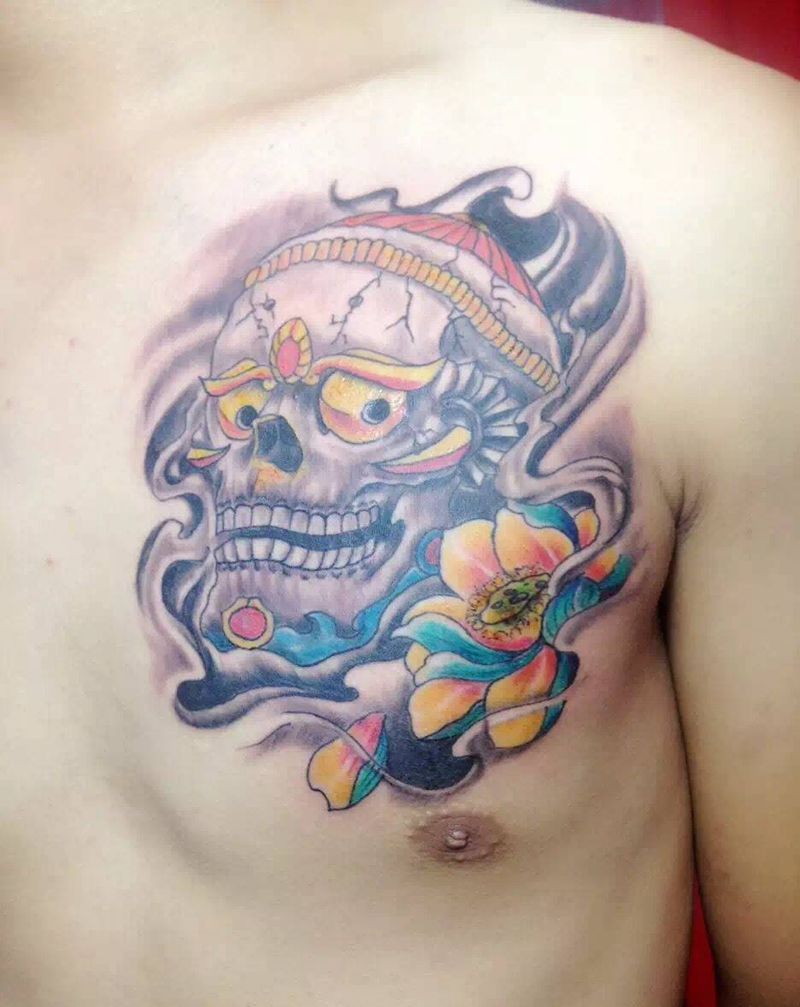 死神与骷髅图案纹身图片