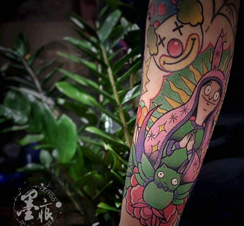 《圣母．兔》纹身图片_手臂手部Old School纹身图案