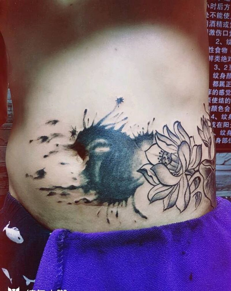 泼墨遮盖纹身图片