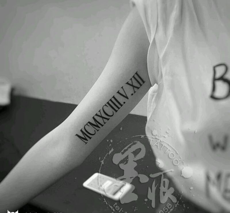 罗马字纹身图片_手臂手部欧美清新几何字符原创成品纹身图案